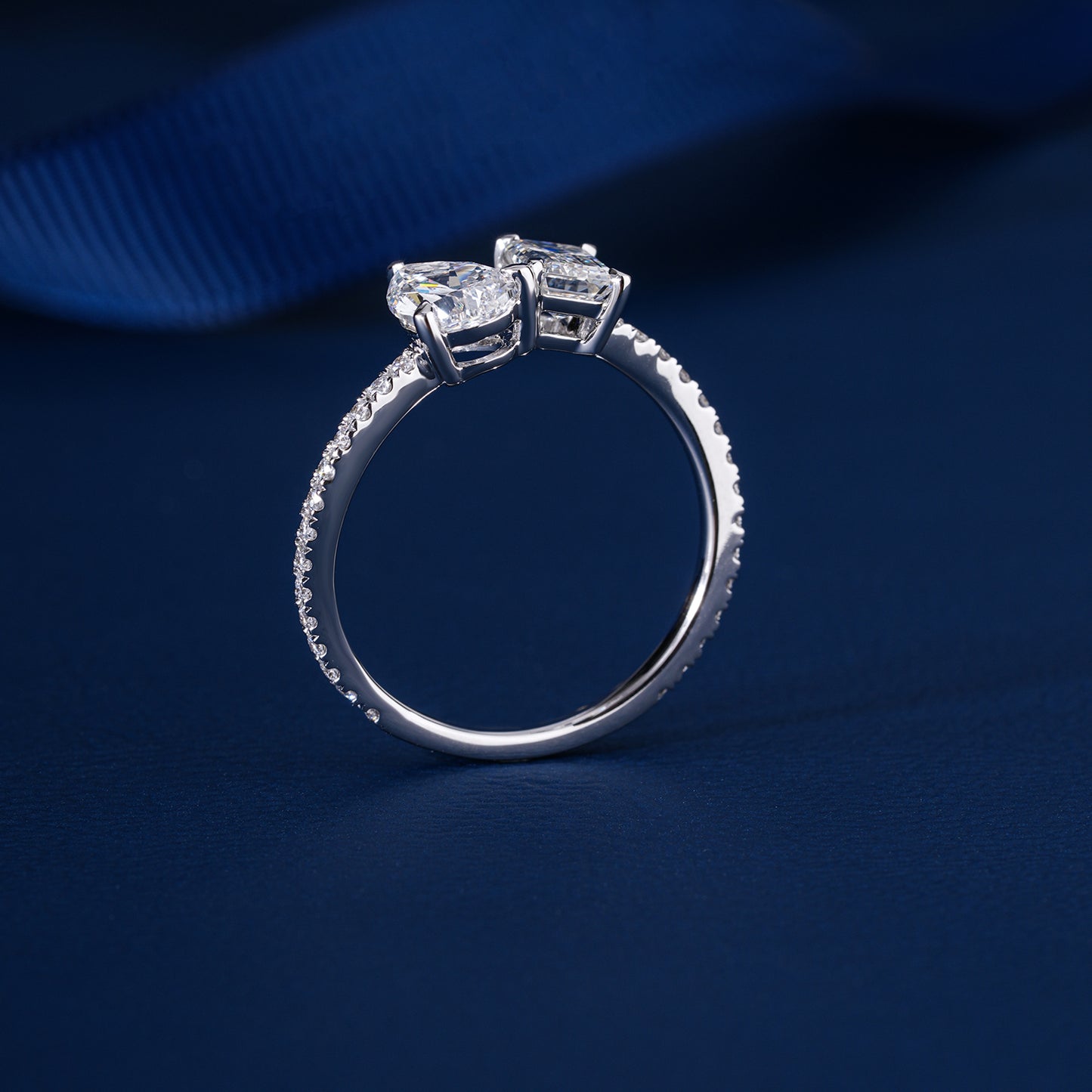 1.50 CT Toi et Moi Lab Grown Diamond Ring I Emerald Cut and Pear Engagement Ring
