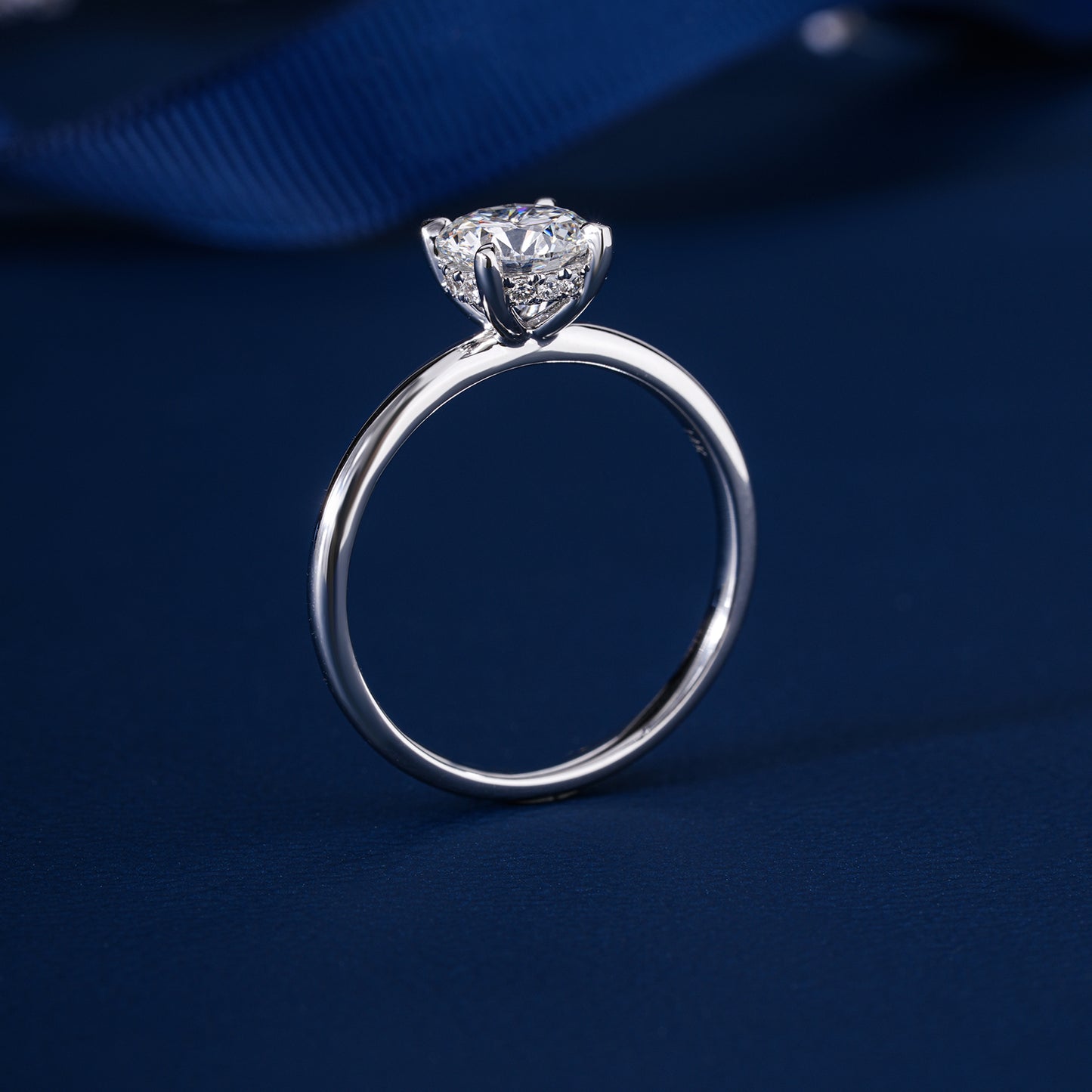 1.0 CTW Round Brilliant Cut Hidden Halo Solitaire Engagement Ring