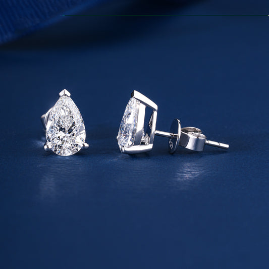 2.00 TCW Pear Cut Lab Grown Diamond Stud Earrings