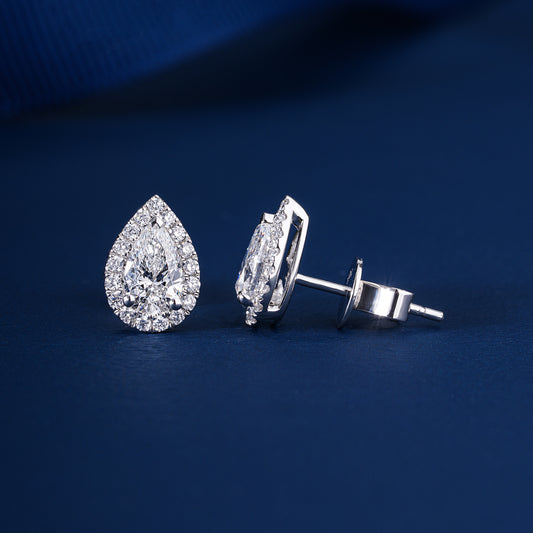 1.30 TCW Pear Cut Lab Grown Diamond Stud Earrings