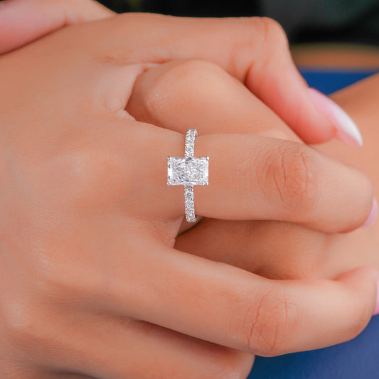 2.00 Radiant Diamond Pave Setting Jewelry Sustainable Woman Engagement Ring