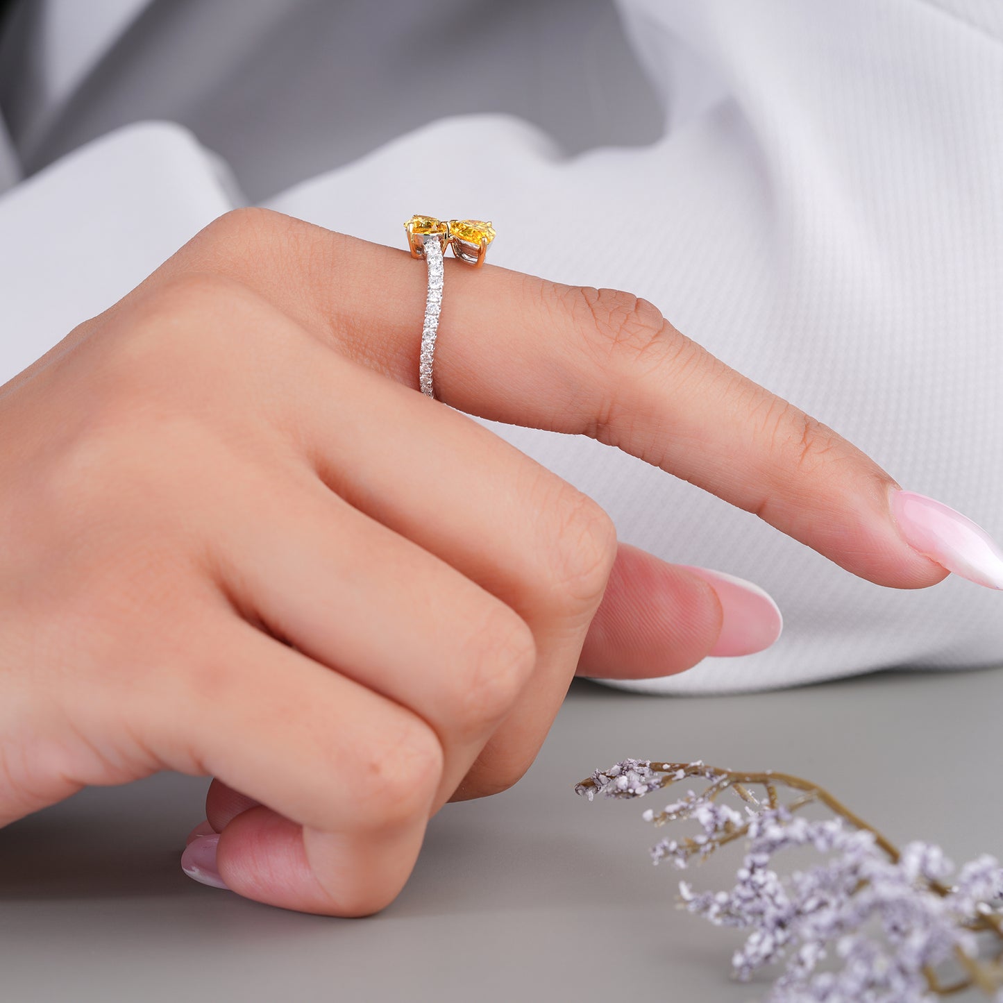 1.50 ct Yellow Lab Grown Diamond Open Style Bridal Promise Engagement Ring