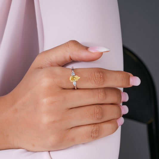 1.50 CT Yellow Pear Lab Grown Diamond Engagement Ring