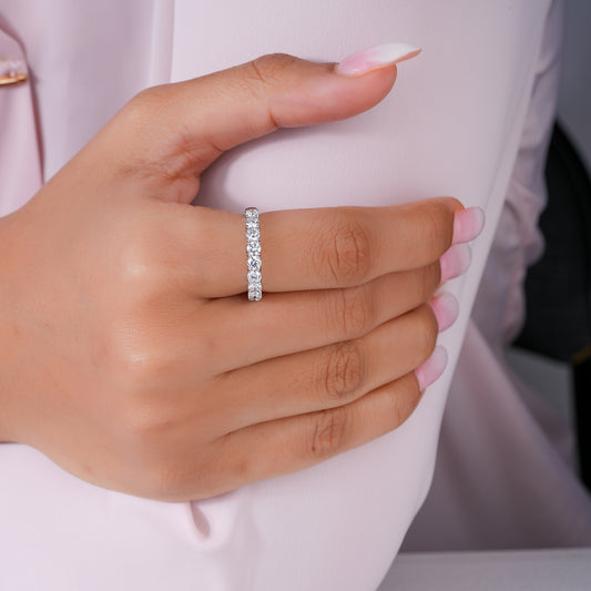 1.30 TCW Round Cut Lab Grown Diamond Half Eternity Wedding Band