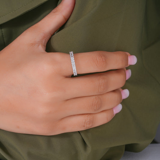 0.80 TCW Radiant Cut Lab Diamond Half Eternity Wedding Band