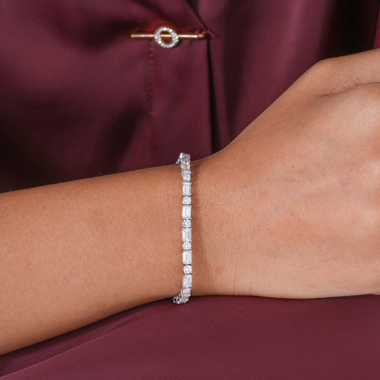 Emerald-Round Lab Grown Diamond Mixed Shape Tennis Bracelet