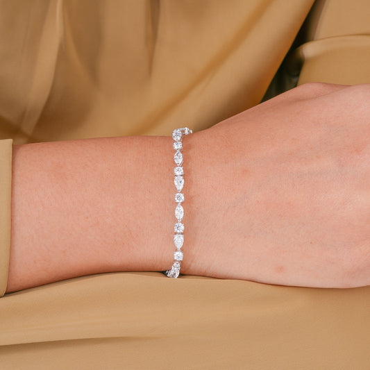 Pear-Marquise-Round Multi Cut Lab Grown Diamond Tennis Bracelet