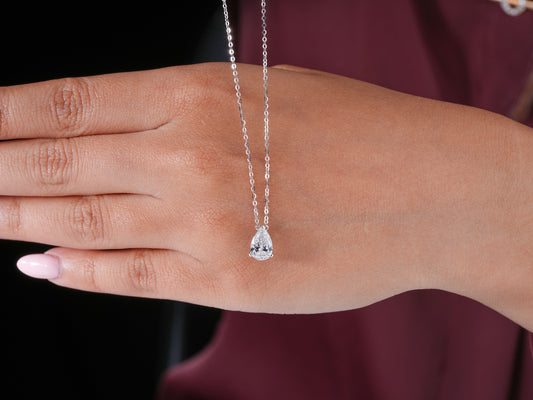 1.10 TCW Pear Cut Solitaire Necklace