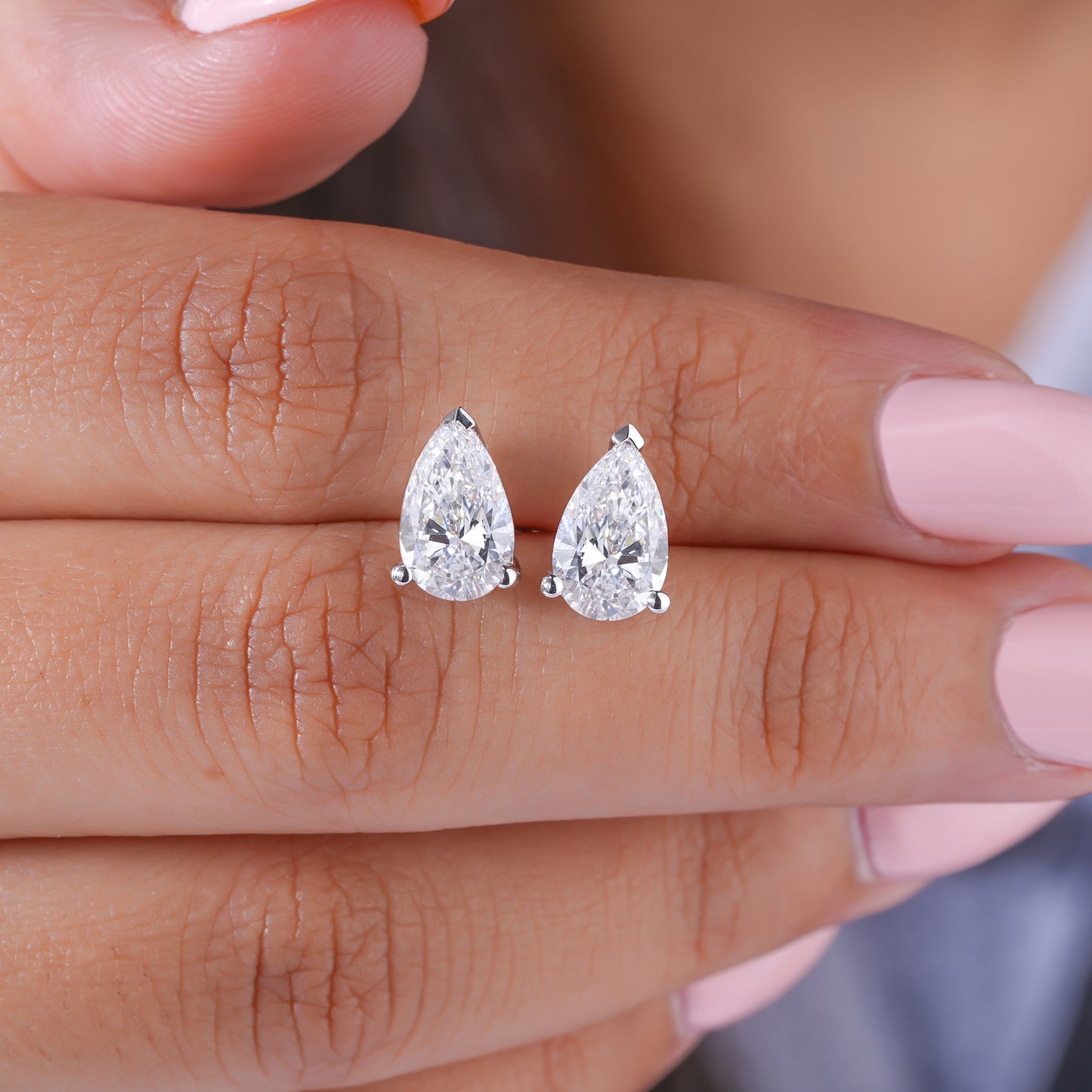 2.50 TCW Pear Cut Lab Grown Diamond Stud Earrings