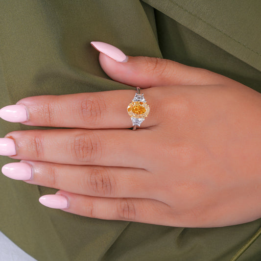 3.00 ct Oval Cut Vintage Style Side Stone Bridal Promise Engagement Ring
