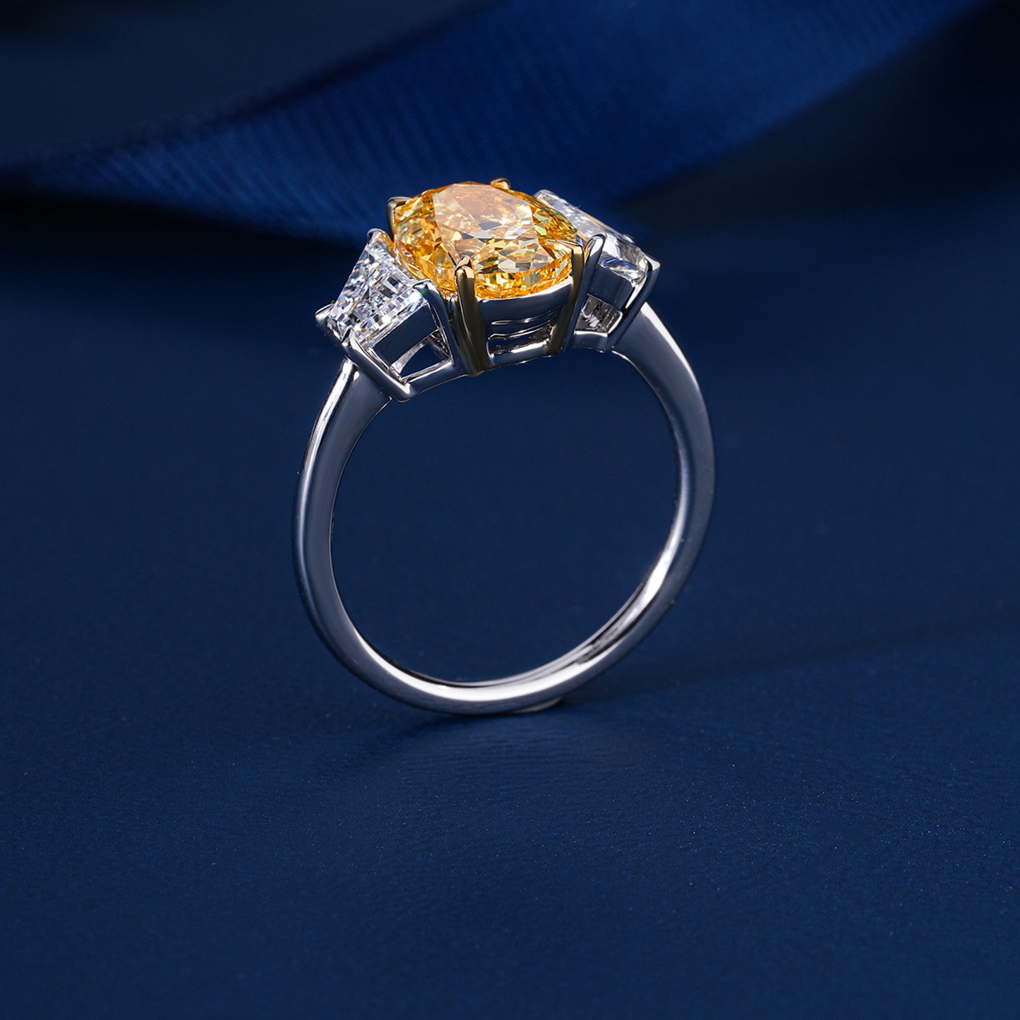 3.00 ct Oval Cut Vintage Style Side Stone Bridal Promise Engagement Ring