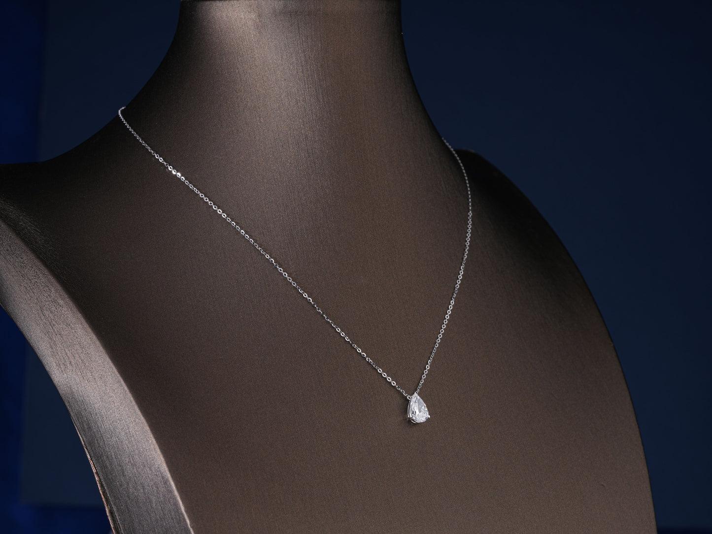 1.10 TCW Pear Cut Solitaire Necklace