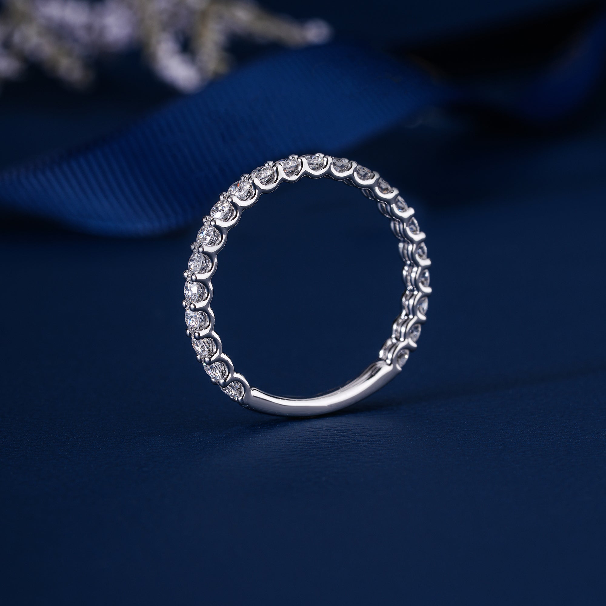 0.7 Ct Round Cut Lab Grown Diamond Eternity  Minimalist Stackable Wedding Band