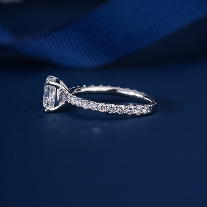 2.00 CT Cushion Cut Lab Grown Diamond Pave Engagement Ring