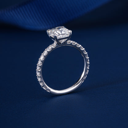 2.00 CT Cushion Cut Lab Grown Diamond Pave Engagement Ring