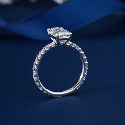 2.00 CT Emerald Cut Lab Grown Diamond Bold pave Engagement Ring