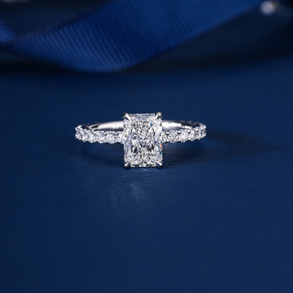 2.00 Radiant Diamond Pave Setting Jewelry Sustainable Woman Engagement Ring