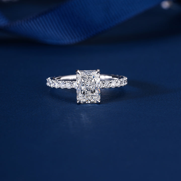 2.0 Radiant Diamond Pave Setting Jewelry Sustainable Woman Engagement Ring