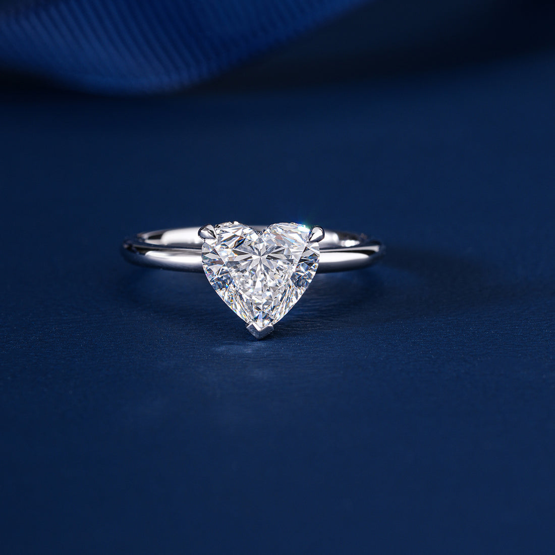 2 Ct Heart Shape Three Prong Set Conflict Free Diamond Solitaire Ring