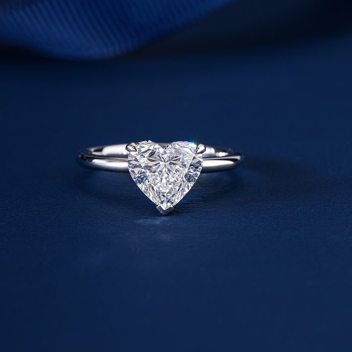 2 Ct Heart Shape Three Prong Set Conflict Free Diamond Solitaire Ring
