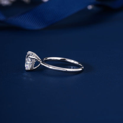 1.00 Ct Heart Shape Three Prong Set Conflict Free Diamond hidden halo Solitaire Ring