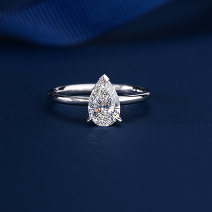 1.00 Ct IGI Certified Pear Shape Lab Grown Diamond Hidden Halo Engagement Ring