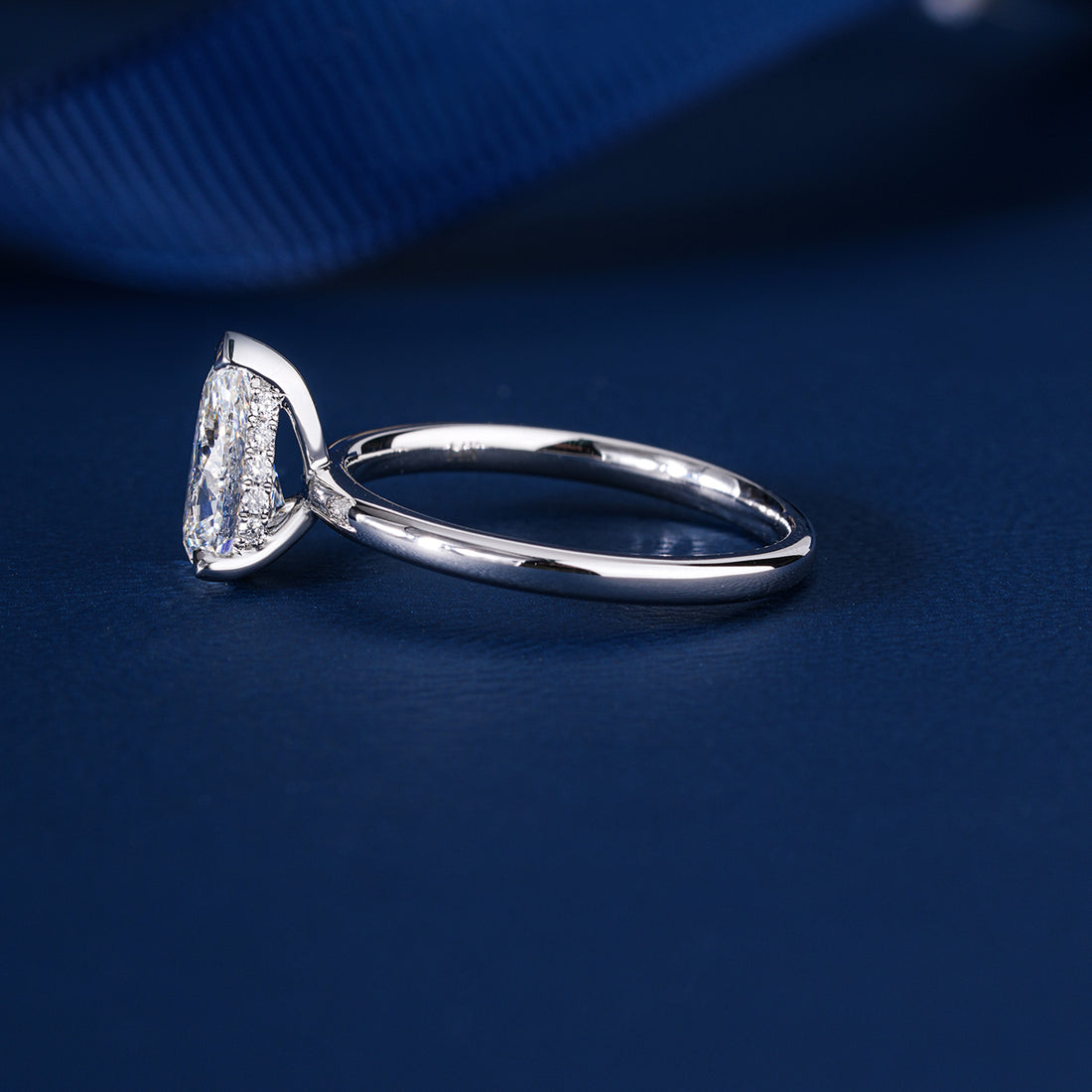 1.20 Ct IGI Certified Pear Shape Lab Grown Diamond Hidden Halo Engagement Ring