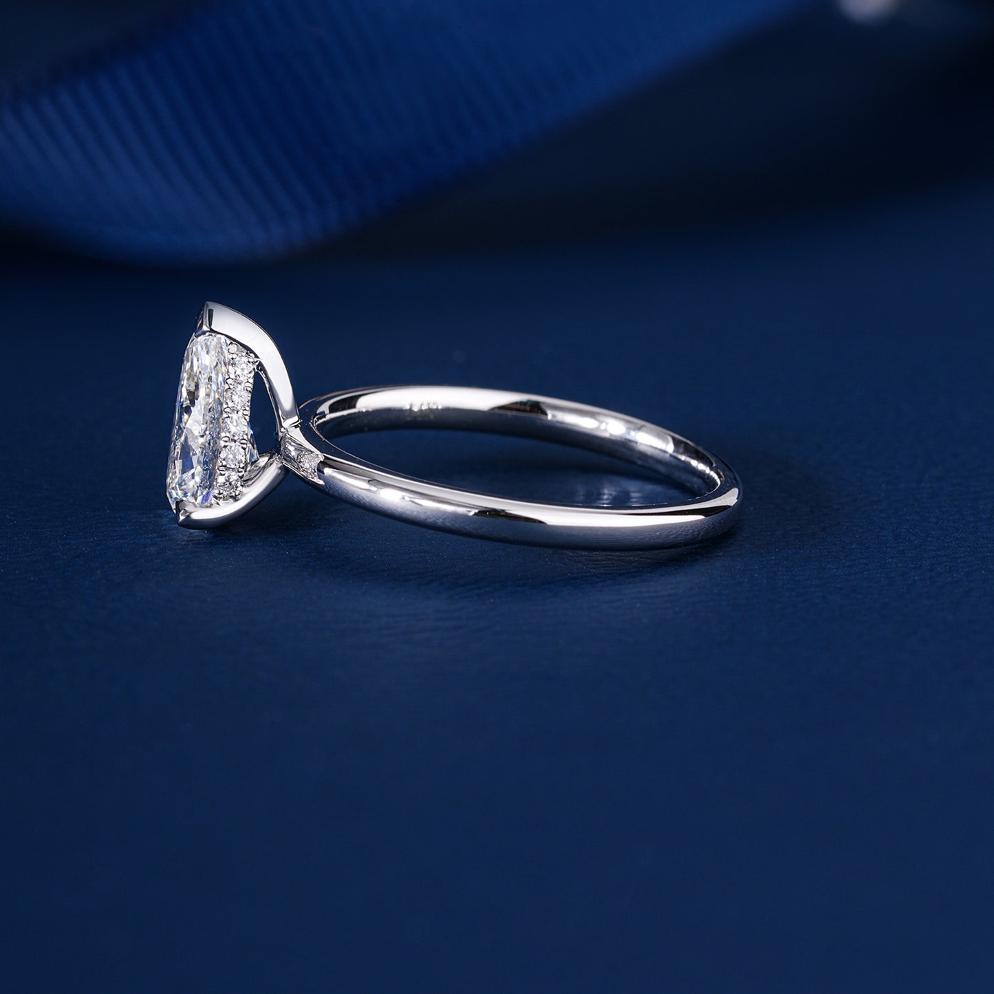 1.00 Ct IGI Certified Pear Shape Lab Grown Diamond Hidden Halo Engagement Ring