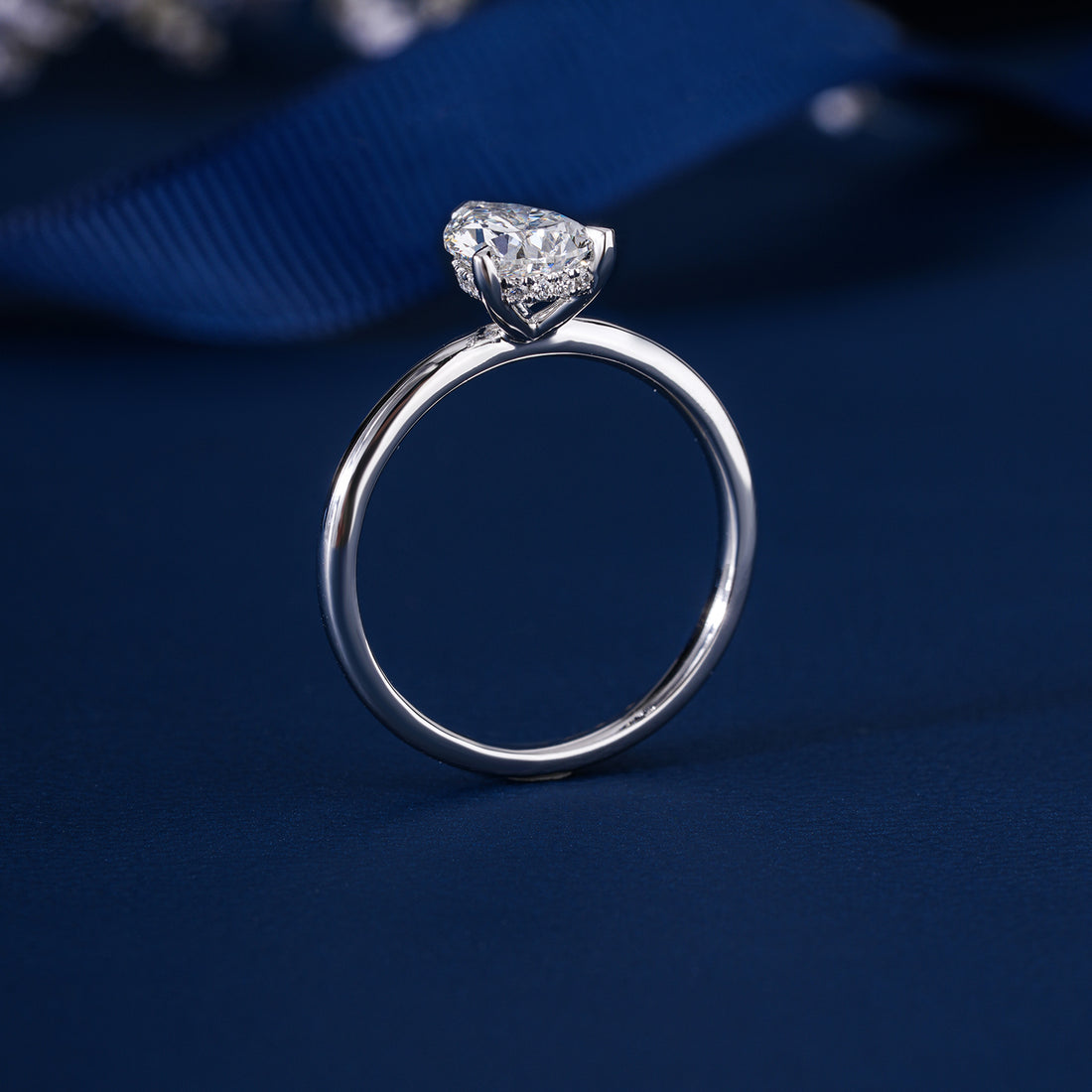 1.20 Ct IGI Certified Pear Shape Lab Grown Diamond Hidden Halo Engagement Ring