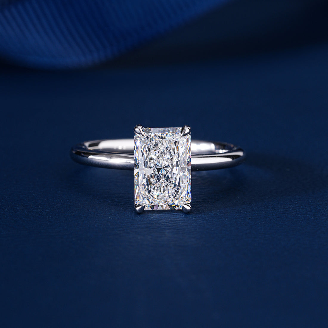 2.0 CT Radiant Cut Lab Grown Diamond Ring I Hidden Halo Engagement Ring