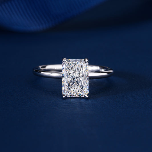 2.00 CT Radiant Cut Lab Grown Diamond Ring I Hidden Halo Engagement Ring