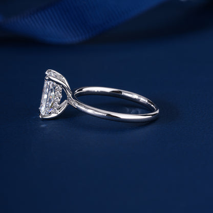 2.00 CT Radiant Cut Lab Grown Diamond Ring I Hidden Halo Engagement Ring