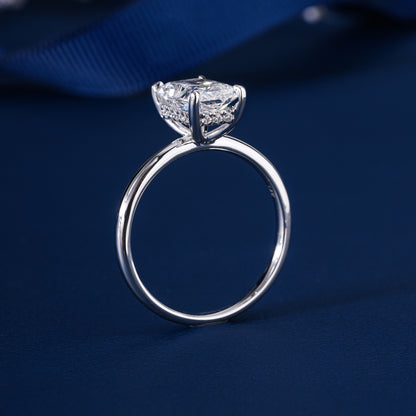 2.00 CT Radiant Cut Lab Grown Diamond Ring I Hidden Halo Engagement Ring