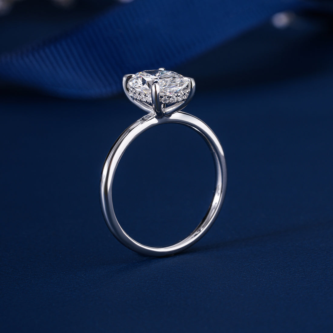 2 CT Oval Cut Diamond Engagement Ring I Oval Engagement Hidden Halo Ring