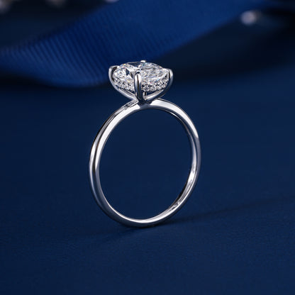 2.00 CT Oval Cut Diamond Engagement Ring I Oval Engagement Hidden Halo Ring