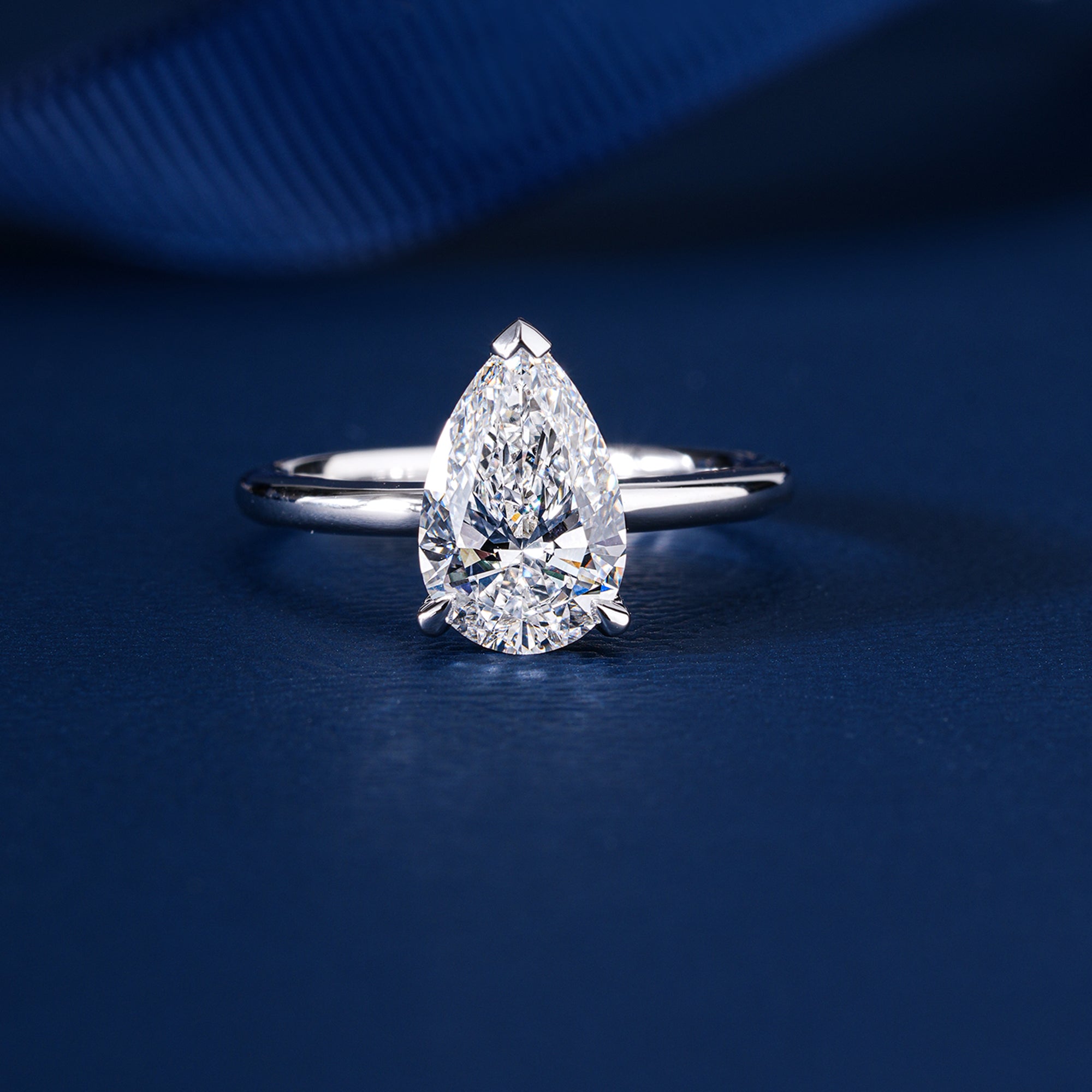 2 CT Pear shaped Diamond Hidden Halo v-prong Engagement Ring