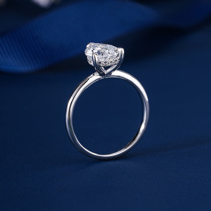 2.00 CT Pear shaped Diamond Hidden Halo v-prong Engagement Ring