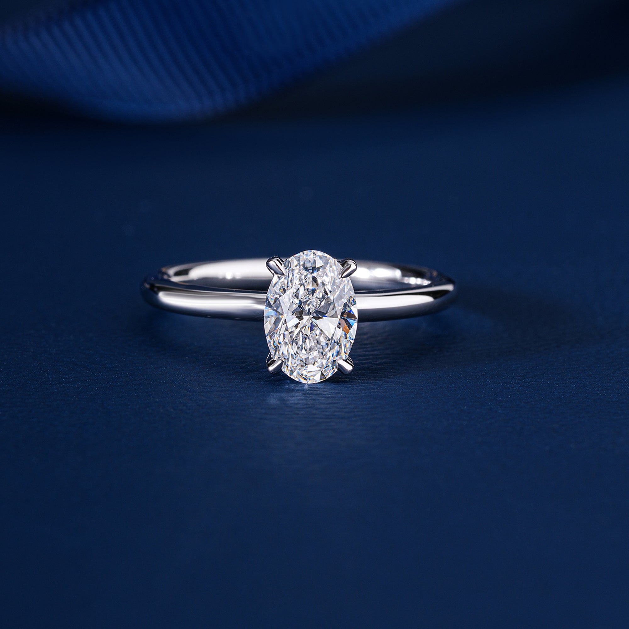 1.10 CT Oval Shaped diamond Hidden Halo Engagement Ring