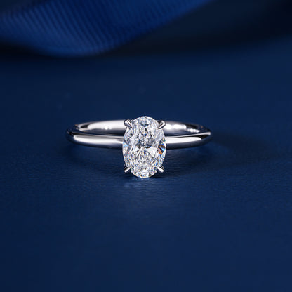 1.00 CT Oval Shaped diamond Hidden Halo Engagement Ring