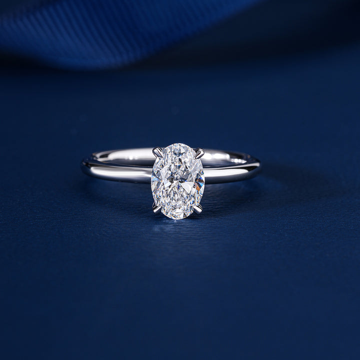 1.10 CT Oval Shaped diamond Hidden Halo Engagement Ring