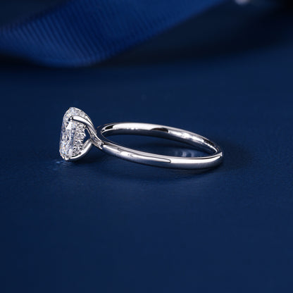 1.00 CT Oval Shaped diamond Hidden Halo Engagement Ring