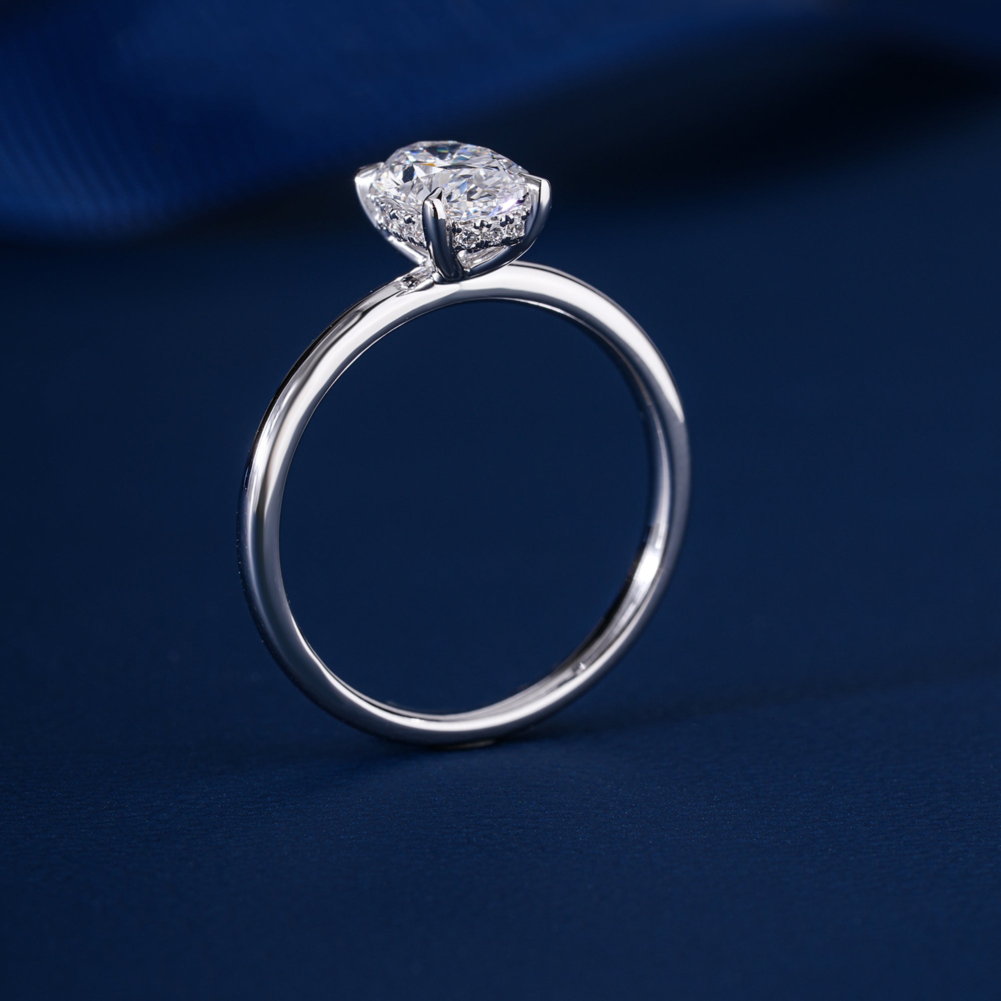 1.10 CT Oval Shaped diamond Hidden Halo Engagement Ring