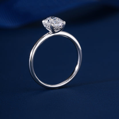 1.00 CT Oval Shaped diamond Hidden Halo Engagement Ring
