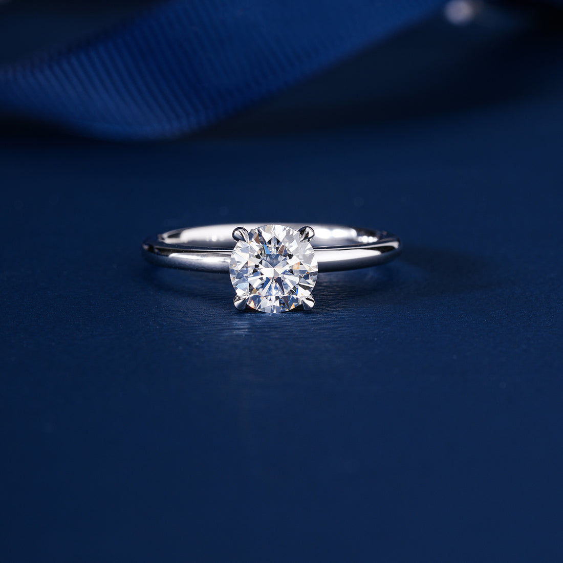 1.0 CTW Round Brilliant Cut Hidden Halo Solitaire Engagement Ring