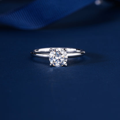 1.0 CTW Round Brilliant Cut Hidden Halo Solitaire Engagement Ring
