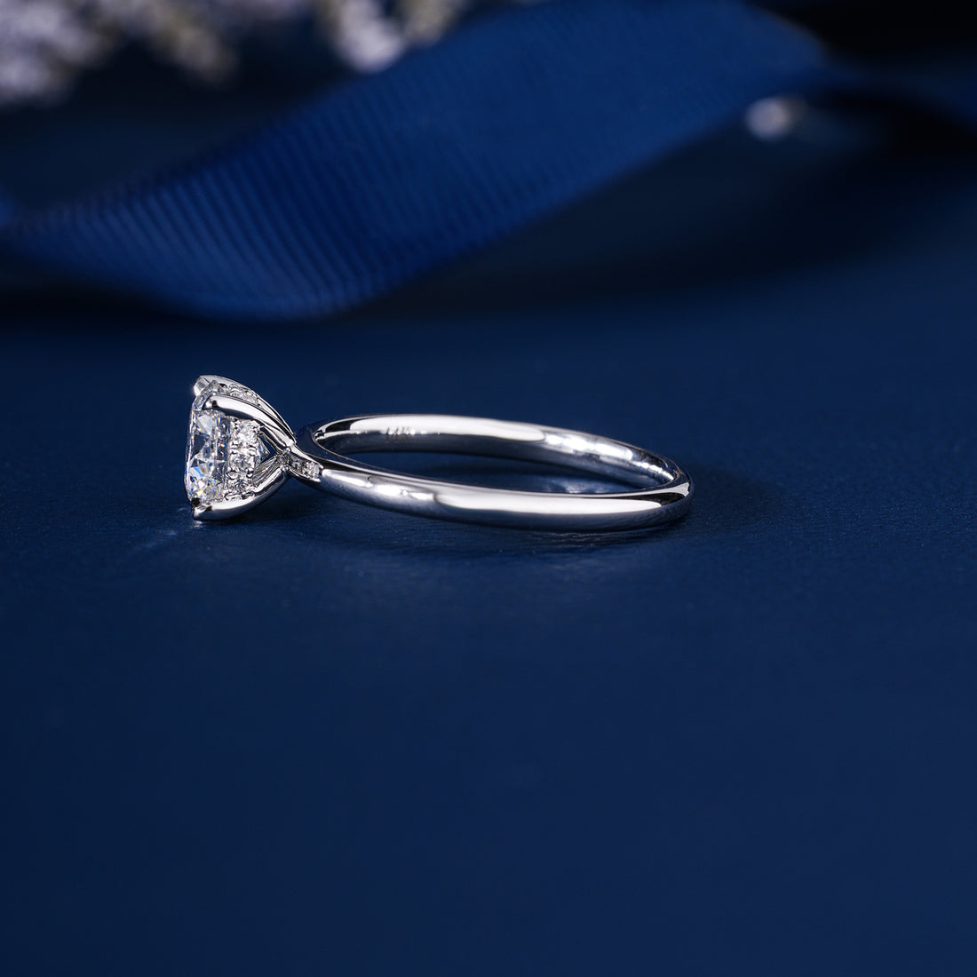 1.0 CTW Round Brilliant Cut Hidden Halo Solitaire Engagement Ring