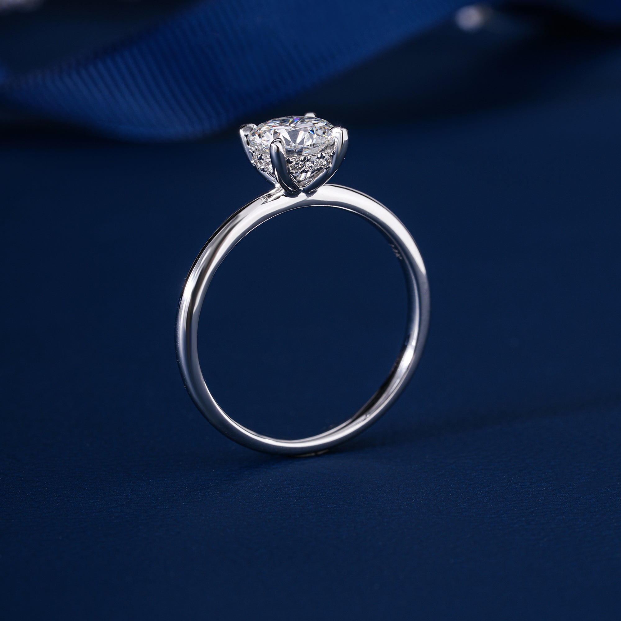 1.0 CTW Round Brilliant Cut Hidden Halo Solitaire Engagement Ring