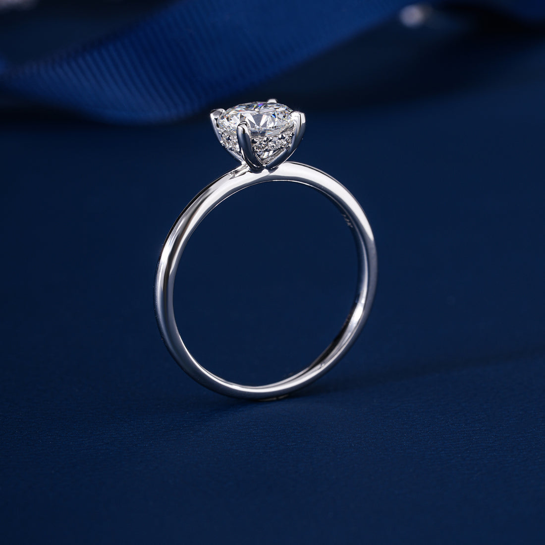 1.0 CTW Round Brilliant Cut Hidden Halo Solitaire Engagement Ring