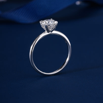 1.0 CTW Round Brilliant Cut Hidden Halo Solitaire Engagement Ring