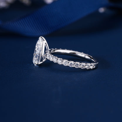 2.00 ct Pear Cut Lab Grown Diamond pave Engagement Ring